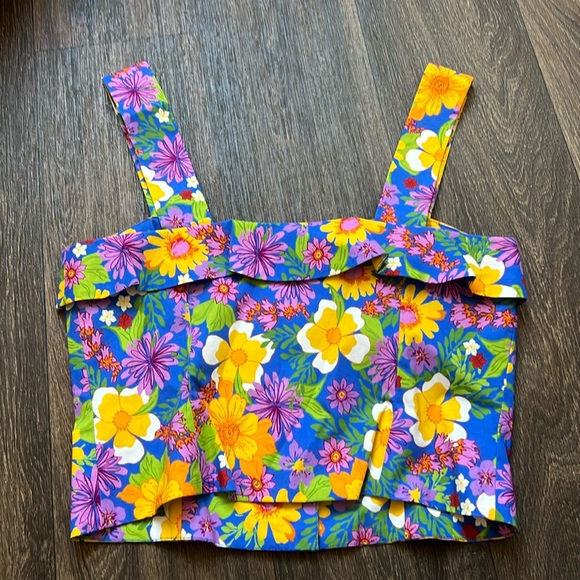 LHD MULTICOLOR FLORAL BUTTON UP TANK - Picture 4 of 5